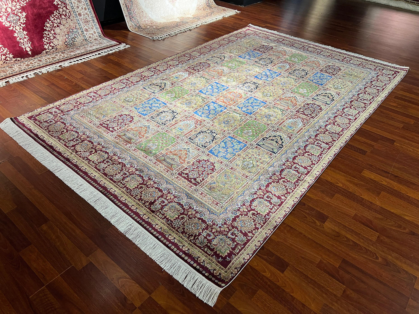 7x10 ft Afghan Patchwork Silk Rug, 1001 Nights Design, Luxury Oriental Statement Carpet