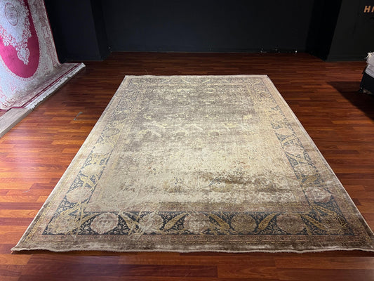 7x10 ft Vintage Distressed Rug, Beige Antique Look Area Rug, Modern Classic Living Room Carpet