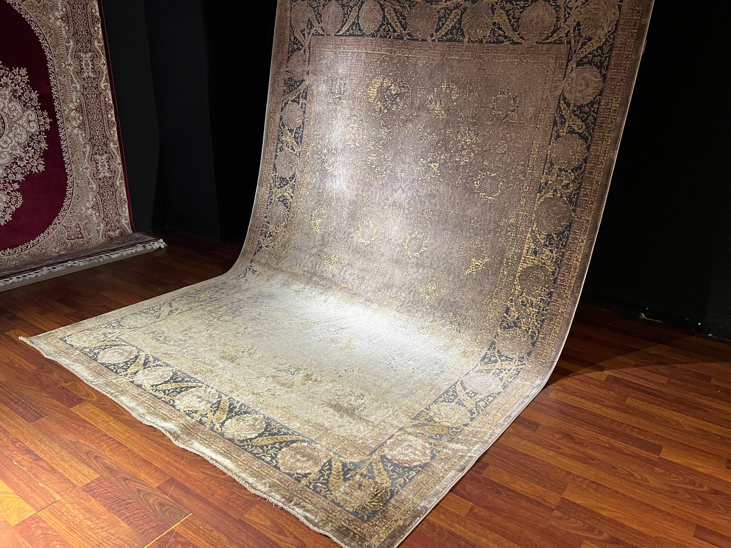 7x10 ft Vintage Distressed Rug, Beige Antique Look Area Rug, Modern Classic Living Room Carpet