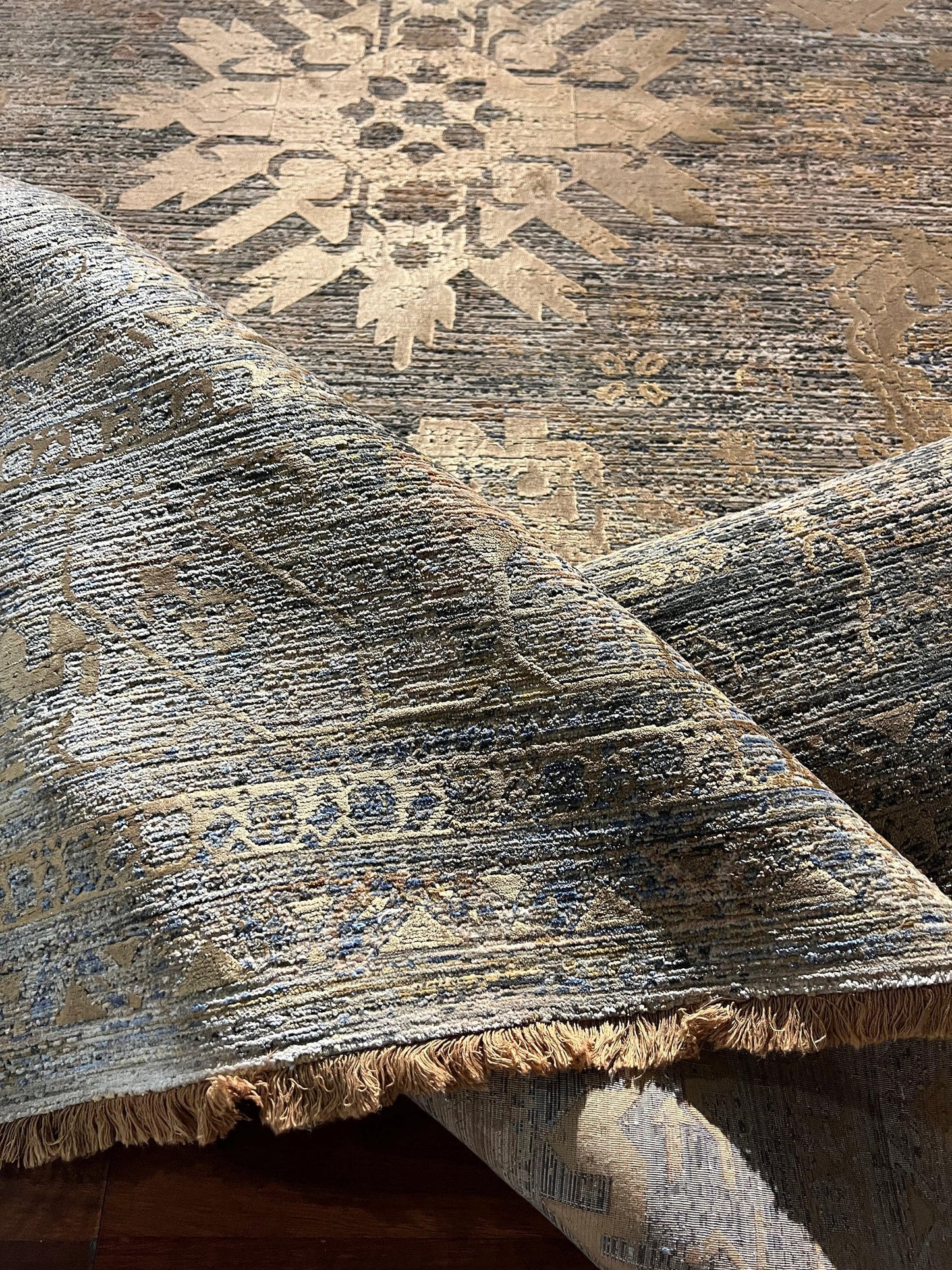 7x10 ft Beige Brown Vintage Rug, Distressed Modern Area Rug, Neutral Living Room Carpet