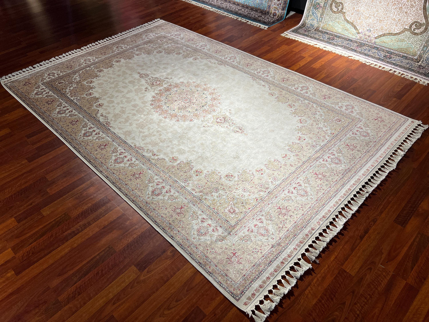 Beige Silk Rug 7x10, Palace Silk Rug, Luxury Living Room Rug, Turkish Silk Carpet, Classic Silk Rug