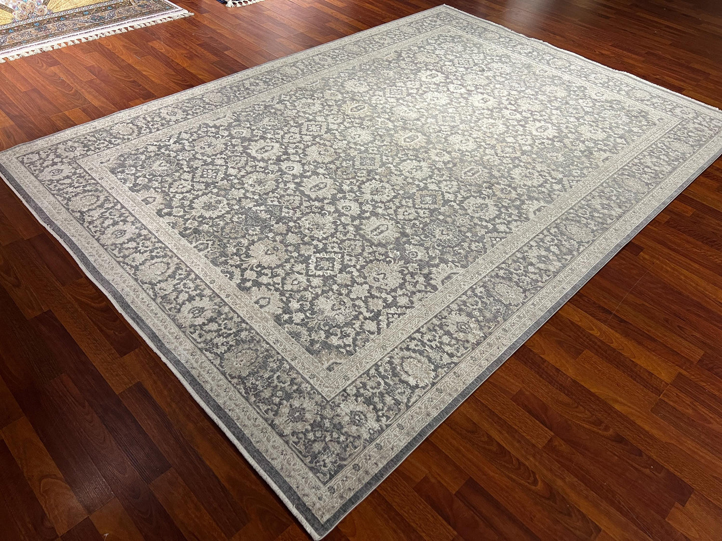 Beige Gray Area Rug 7x10, Modern Living Room Rug, Classic Pattern Carpet, Large Home Decor Rug