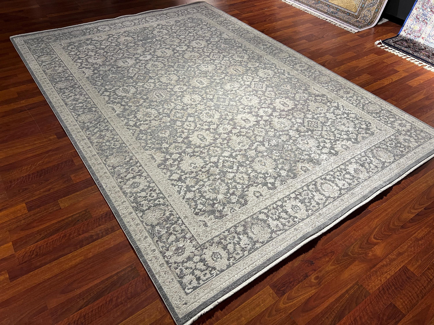 Beige Gray Area Rug 7x10, Modern Living Room Rug, Classic Pattern Carpet, Large Home Decor Rug