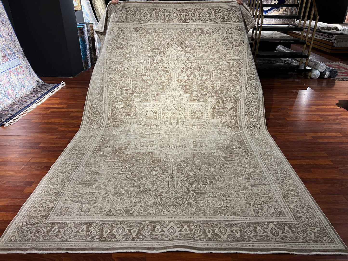 Beige Brown Medallion Rug 7x10, Classic Living Room Rug, Large Area Rug, Traditional Carpet, Neutral Rug