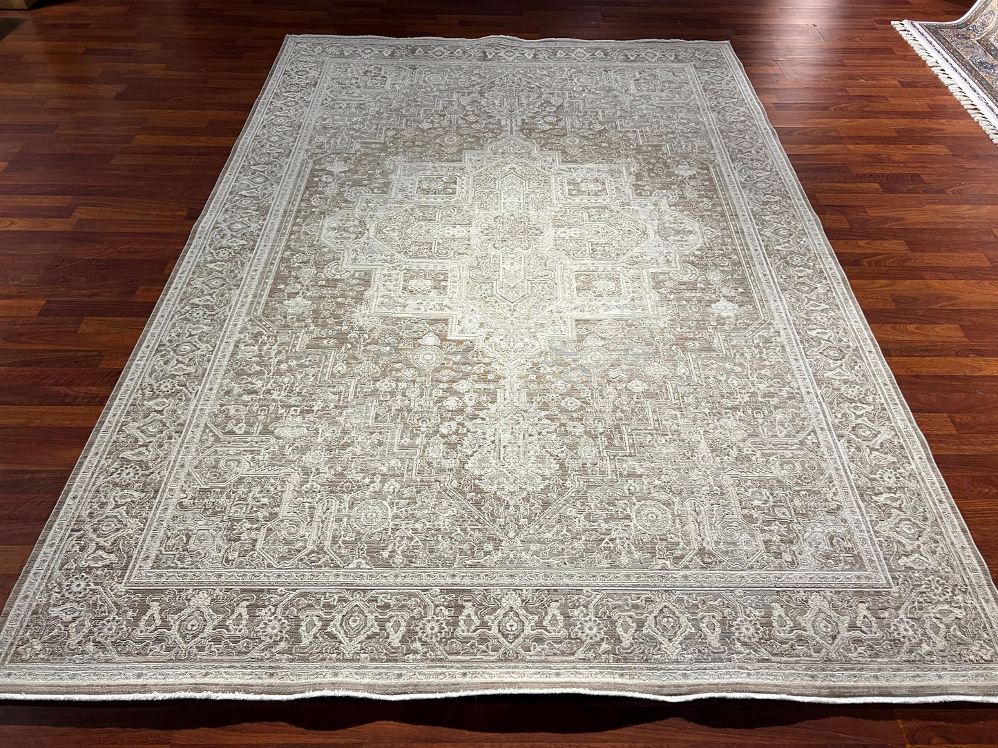 Beige Brown Medallion Rug 7x10, Classic Living Room Rug, Large Area Rug, Traditional Carpet, Neutral Rug