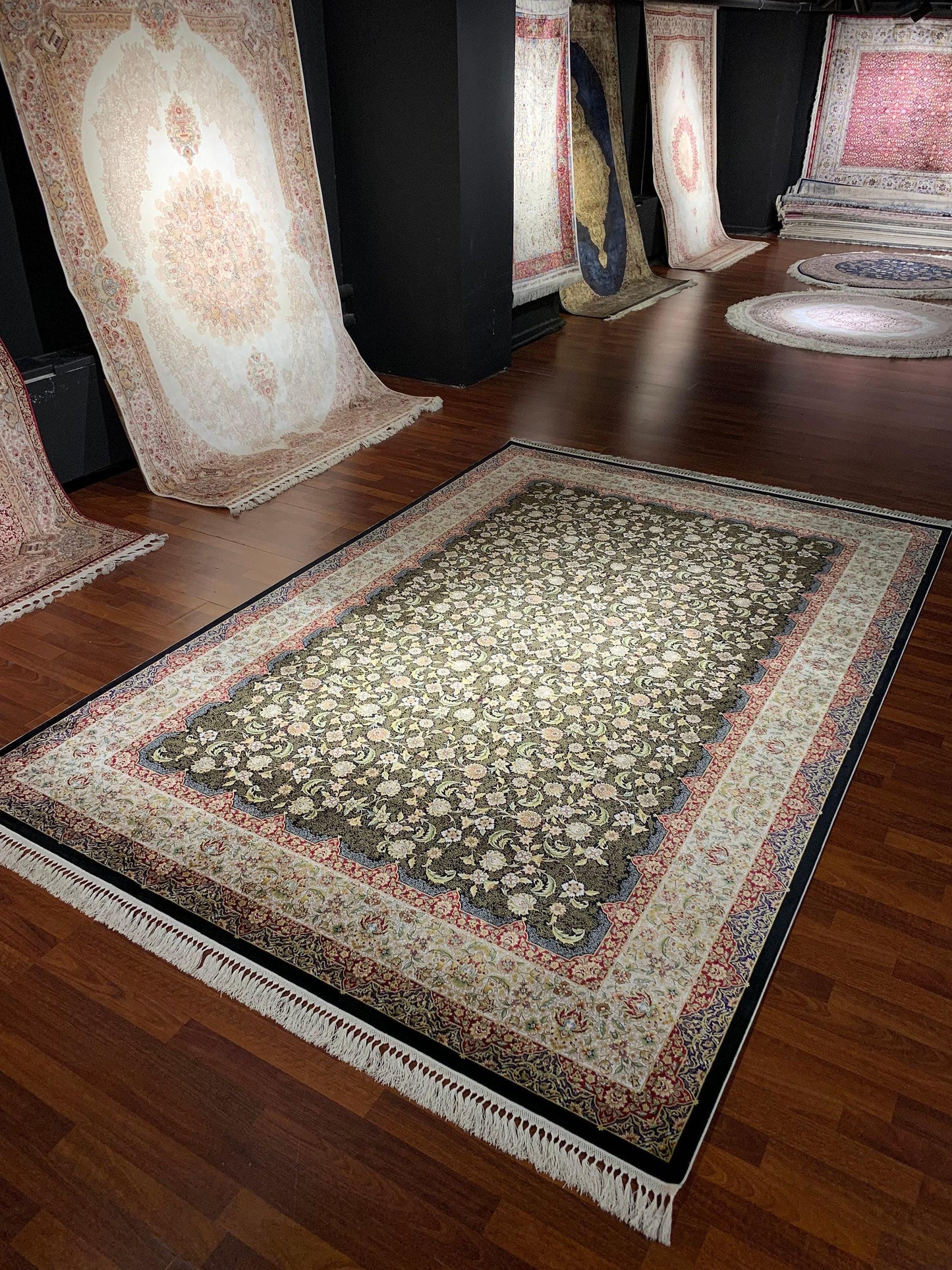 7x10 ft Luxury Silk Rug, Elegant Floral Pattern Rug, Large Area Rug, Classic Living Room Carpet, High Quality Silk Rug