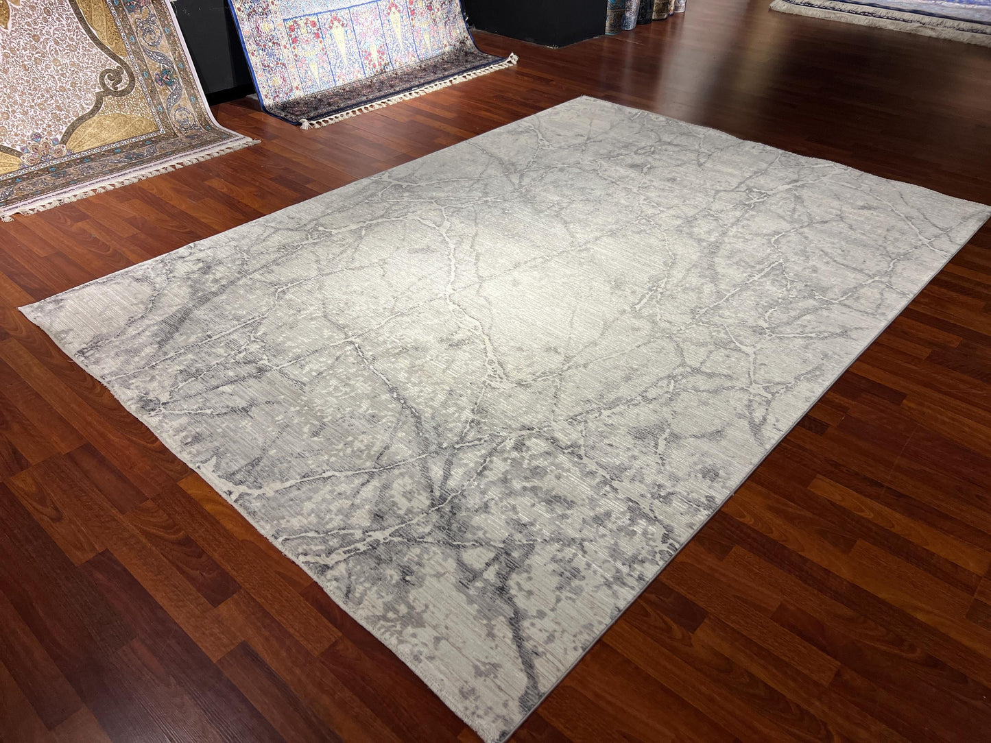Beige Gray Modern Rug 7x10, Marble Pattern Rug, Living Room Rug, Large Area Rug, Modern Carpet