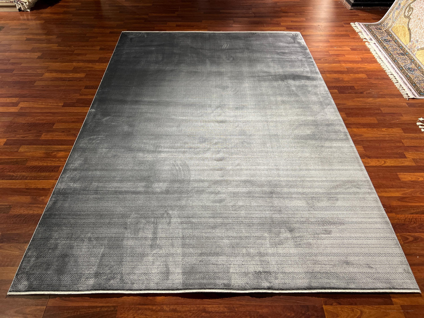 Gray Bamboo Rug 7x10, Modern Minimalist Rug, Large Area Rug, Luxury Living Room Carpet, Contemporary Decor