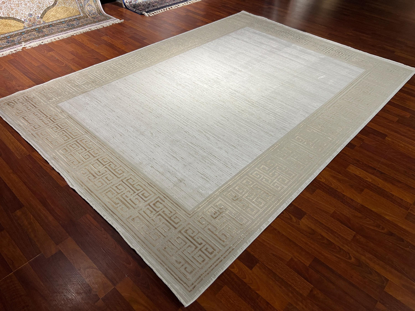 Gold White Rug 7x10, Modern Minimalist Rug, Luxury Living Room Rug, Turkish Area Rug, Large Rug