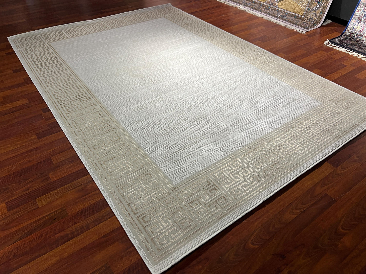 Gold White Rug 7x10, Modern Minimalist Rug, Luxury Living Room Rug, Turkish Area Rug, Large Rug