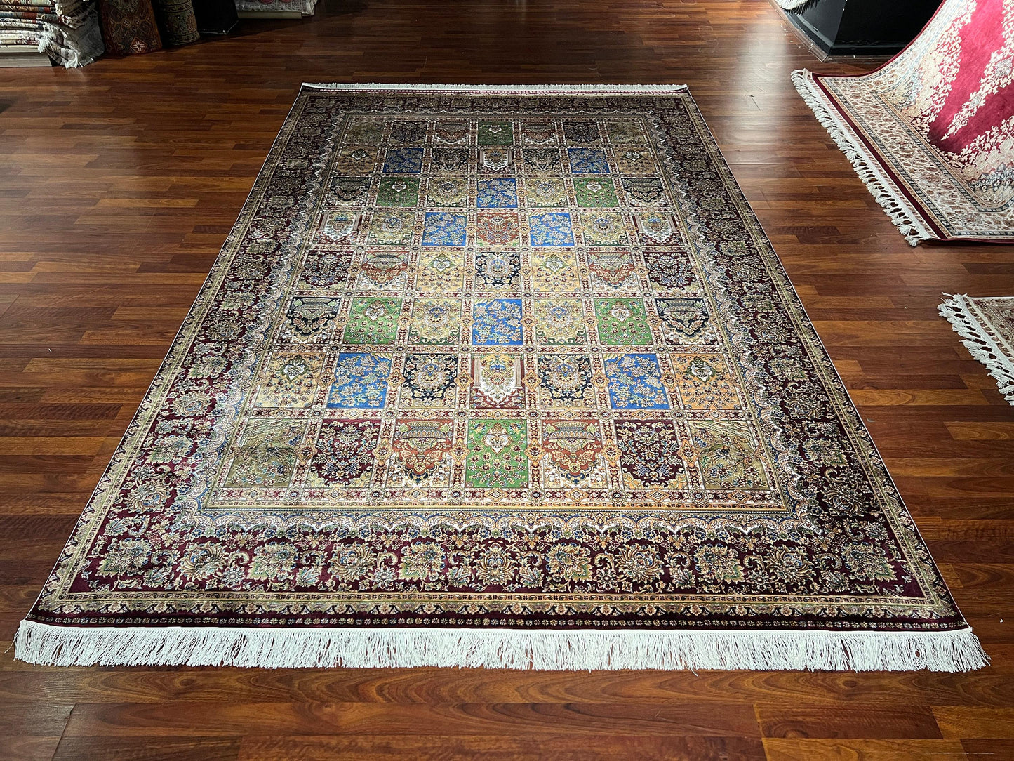 7x10 ft Afghan Patchwork Silk Rug, 1001 Nights Design, Luxury Oriental Statement Carpet