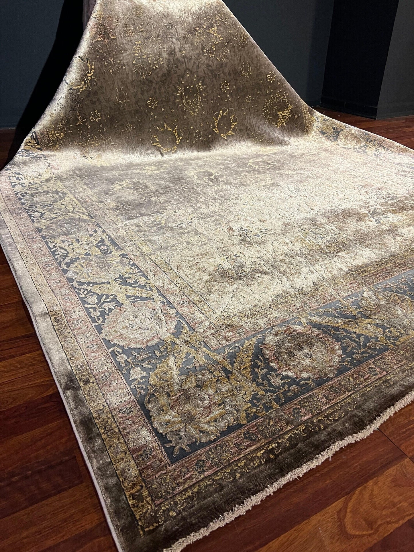 7x10 ft Vintage Distressed Rug, Beige Antique Look Area Rug, Modern Classic Living Room Carpet