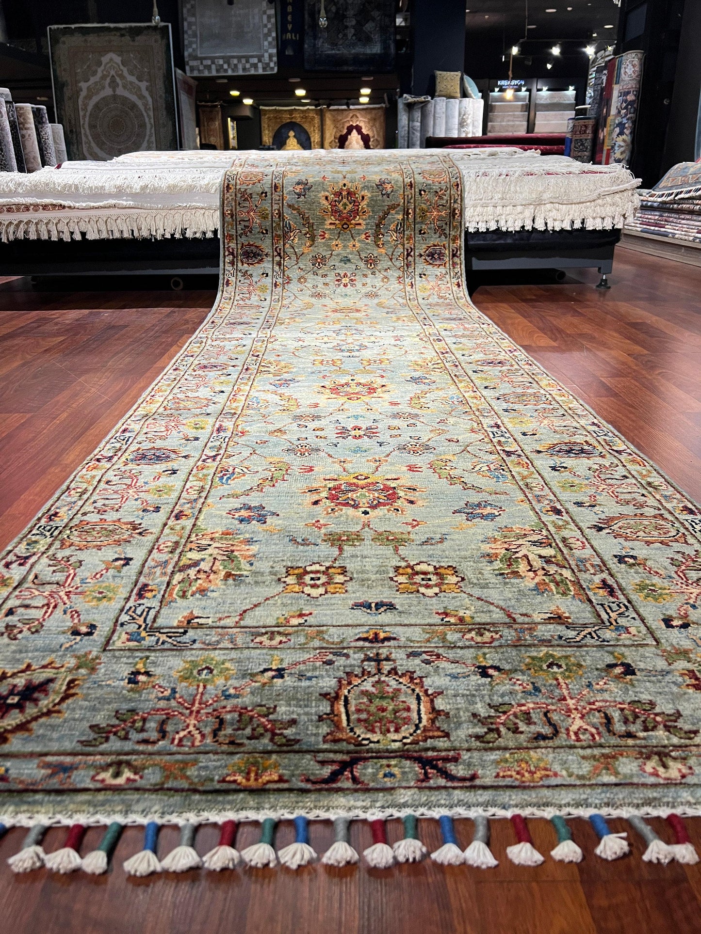 3x10 Oushak Runner Rug, Turkish Wool Rug, Ethnic Hallway Rug, Luxury Home Decor