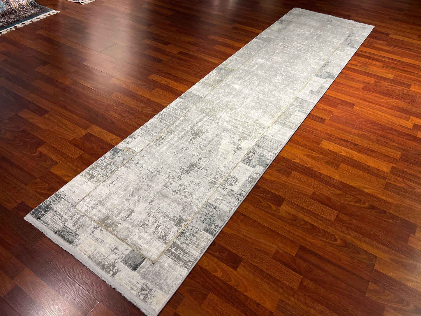3x10 Gray Modern Runner Rug, Turkish Area Rug, Neutral Minimal Rug, Luxury Hallway Carpet