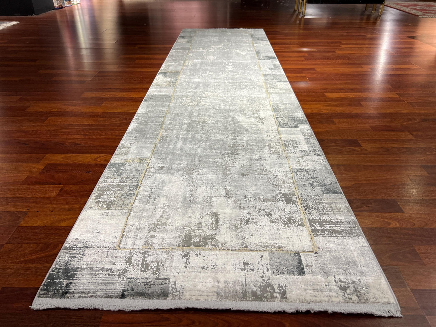 3x10 Gray Modern Runner Rug, Turkish Area Rug, Neutral Minimal Rug, Luxury Hallway Carpet