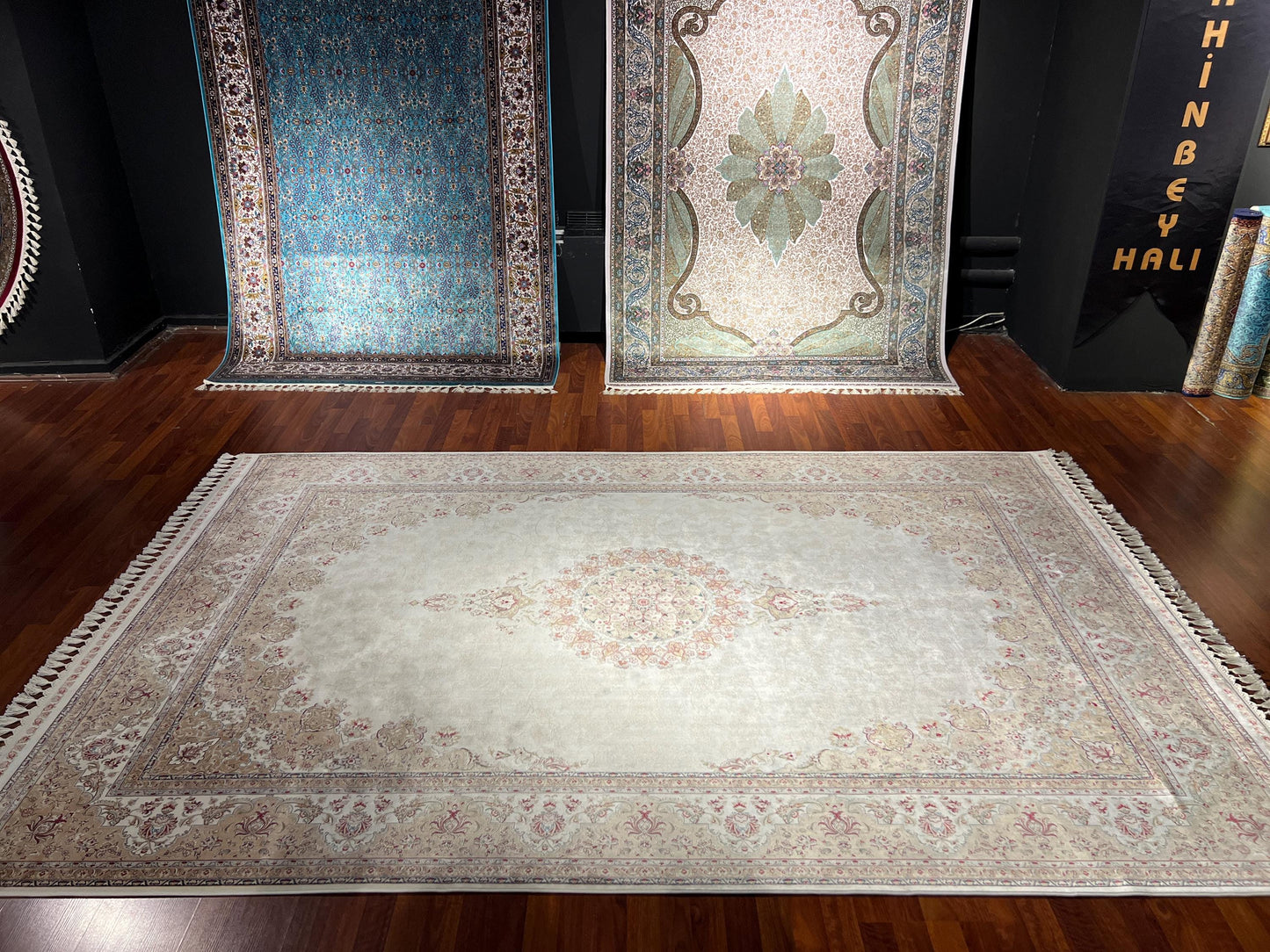 Beige Silk Rug 7x10, Palace Silk Rug, Luxury Living Room Rug, Turkish Silk Carpet, Classic Silk Rug