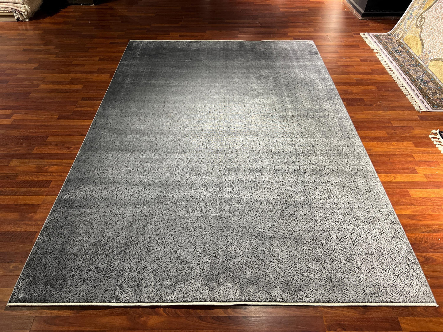 Gray Bamboo Acrylic Rug 7x10, Modern Living Room Carpet, Soft Texture Area Rug, Large Contemporary Rug