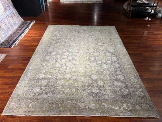 Gray Green Rug 7x10, Vintage Style Area Rug, Living Room Carpet, Classic Pattern Rug, Large Rug