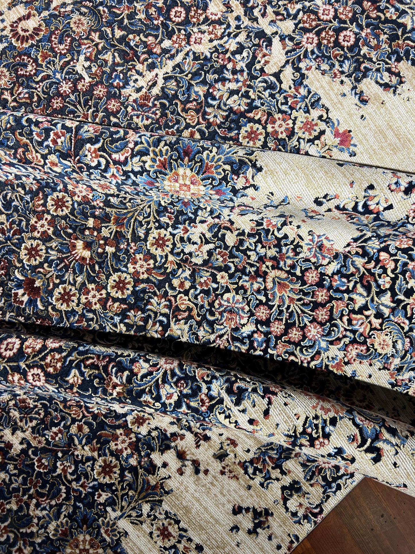 Blue Beige Silk Rug 7x10, Modern Abstract Rug, Luxury Living Room Rug, Turkish Silk Carpet, Large Rug
