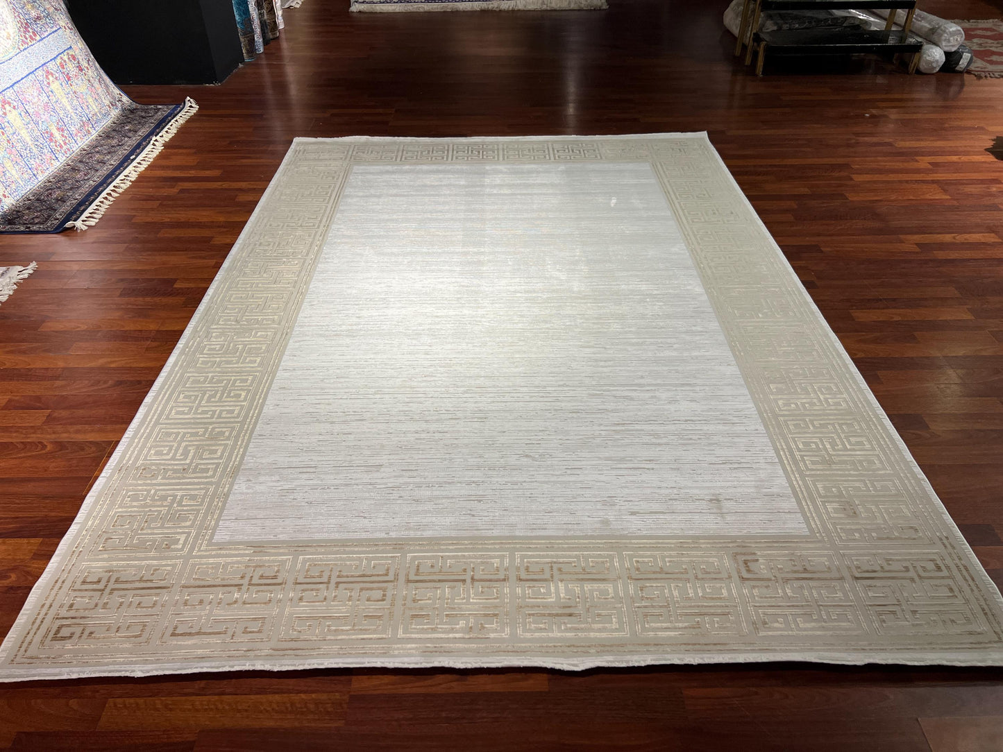Gold White Rug 7x10, Modern Minimalist Rug, Luxury Living Room Rug, Turkish Area Rug, Large Rug
