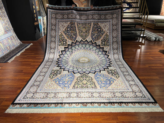 7x10 Silk Rug, Turkish Silk Carpet, Palace Silk Rug, Luxury Living Room Rug, Oriental Silk Rug
