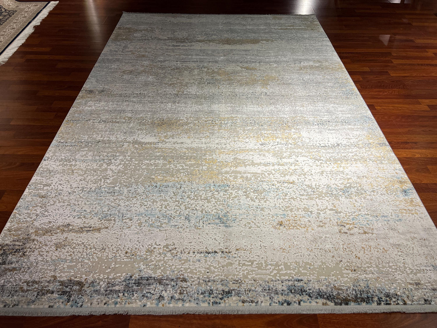 7x10 Cream Beige Modern Rug, Abstract Soft Pattern Rug, Bamboo Silk Rug, Luxury Area Rug