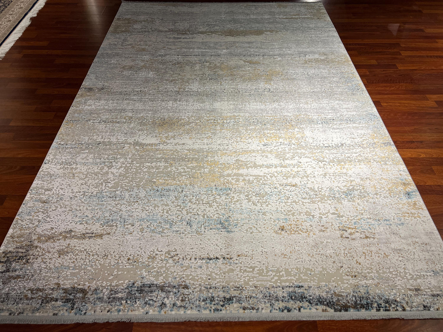7x10 Cream Beige Modern Rug, Abstract Soft Pattern Rug, Bamboo Silk Rug, Luxury Area Rug