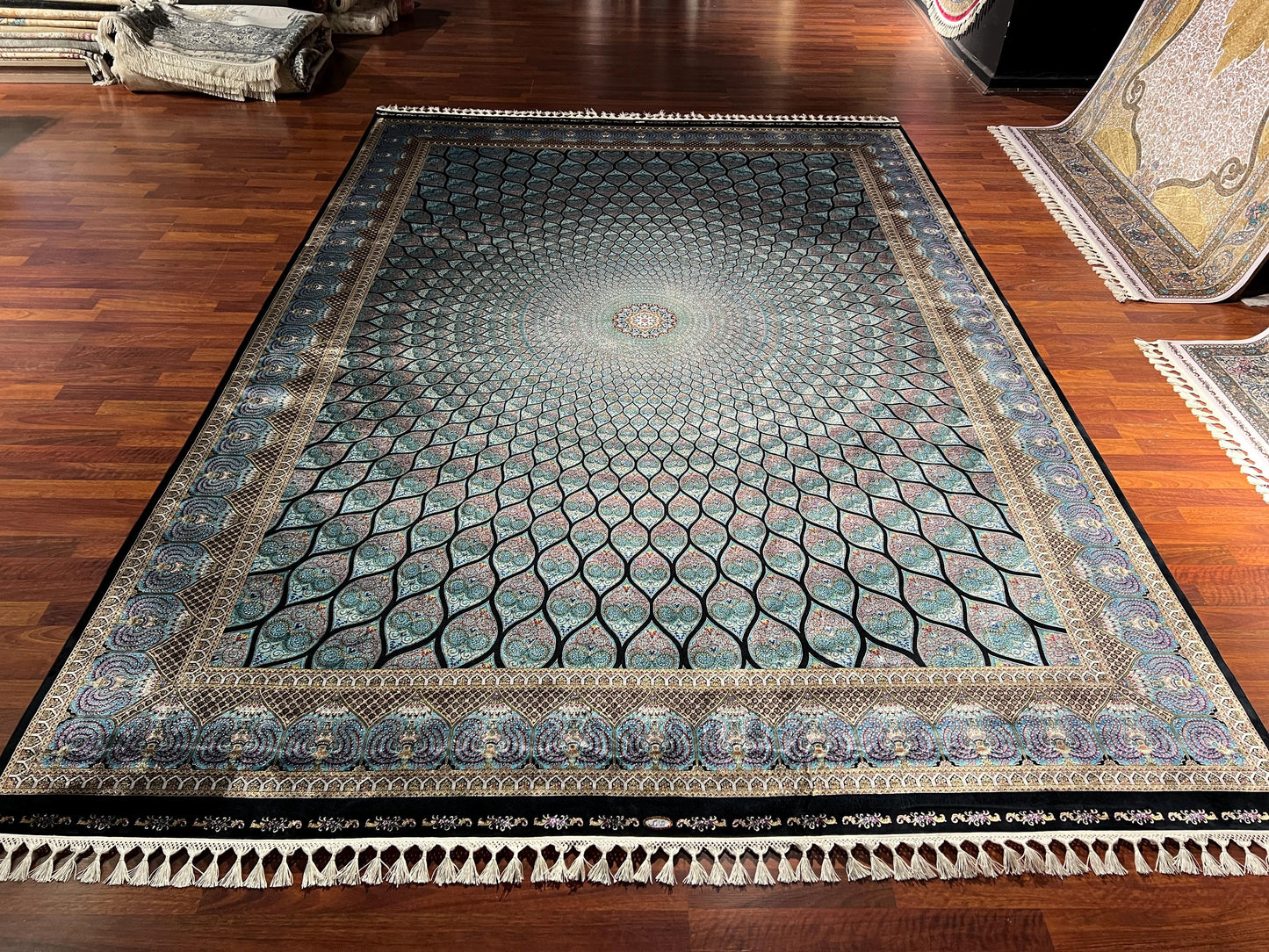 10x13 ft Oversized  Silk Rug, Palace Style Oriental Carpet, Luxury Living Room Rug