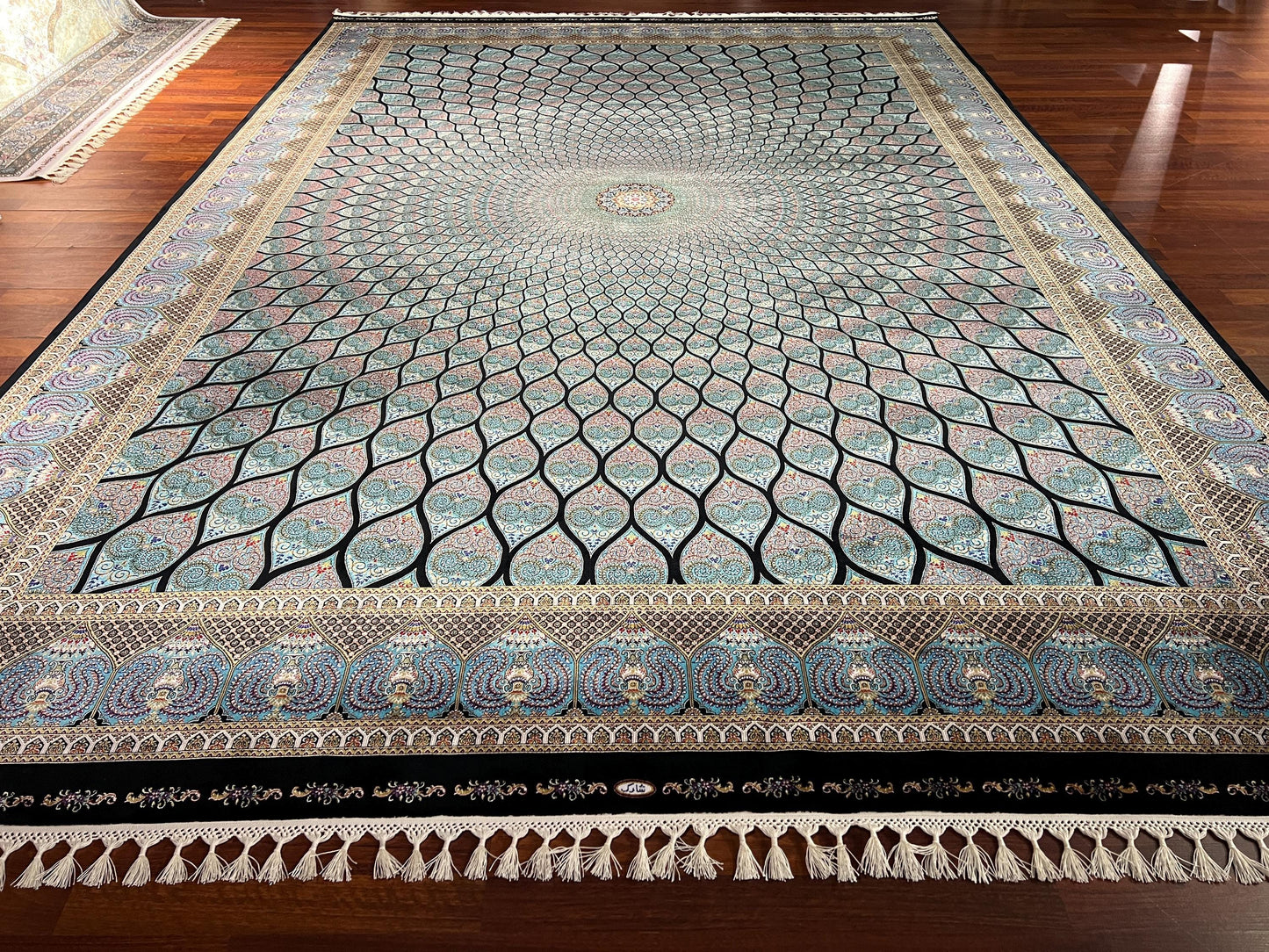 10x13 ft Oversized  Silk Rug, Palace Style Oriental Carpet, Luxury Living Room Rug