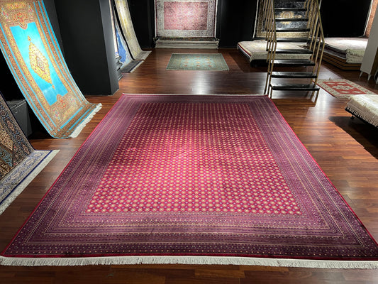 10x13 Red Afghan Silk Rug, Large Living Room Rug, Luxury Oriental Area Rug