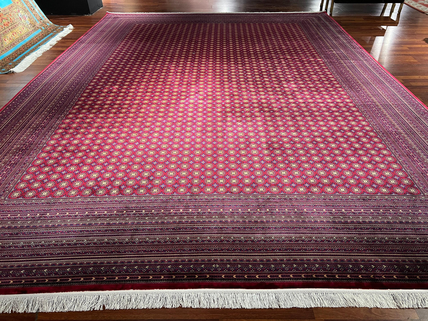 10x13 Red Afghan Silk Rug, Large Living Room Rug, Luxury Oriental Area Rug