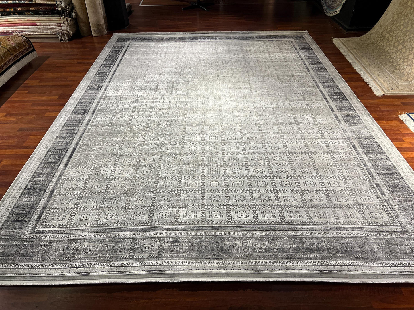 10x13 Beige Modern Rug, Oversized Neutral Carpet, Luxury Living Room Area Rug