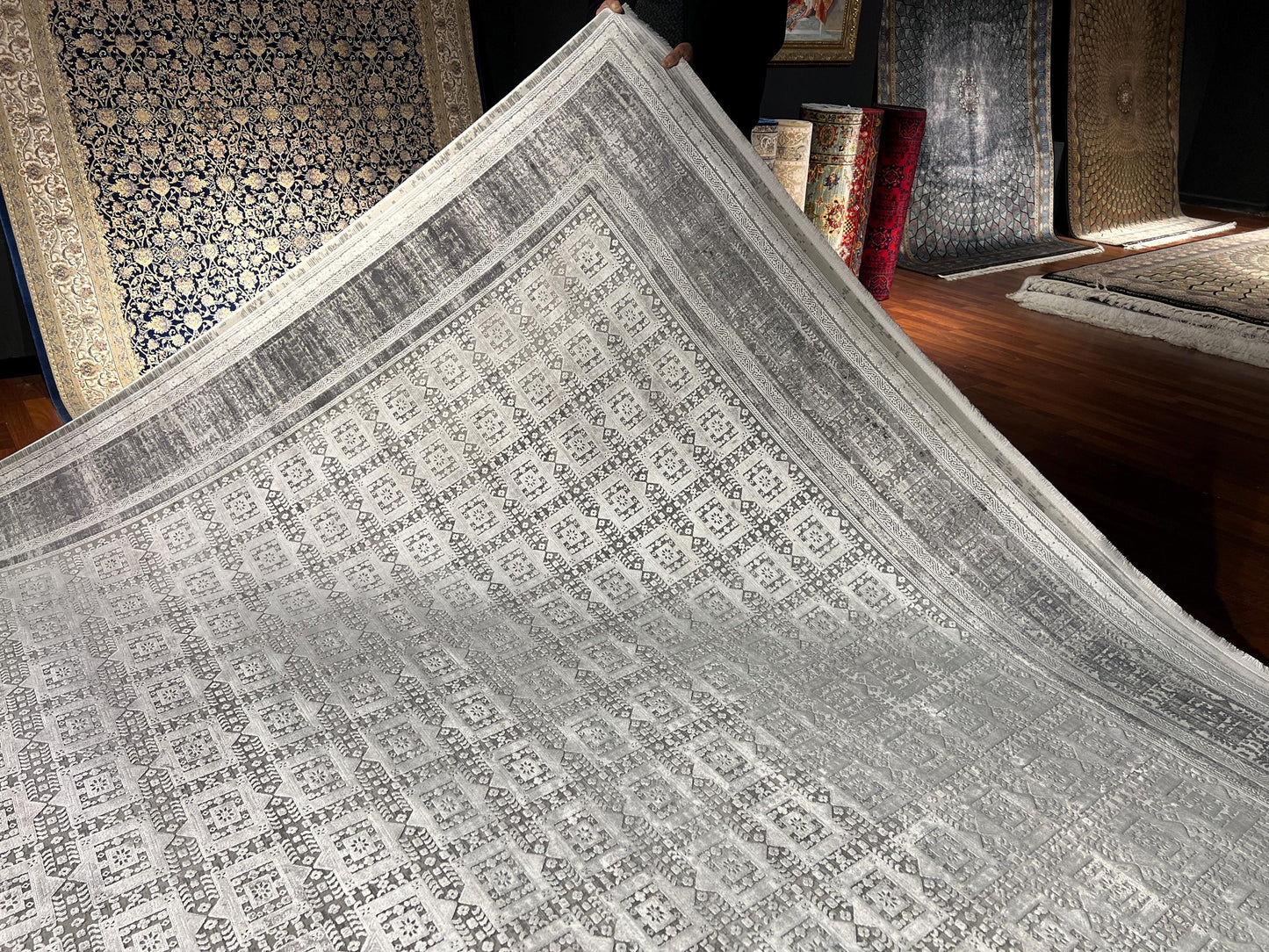 10x13 Beige Modern Rug, Oversized Neutral Carpet, Luxury Living Room Area Rug