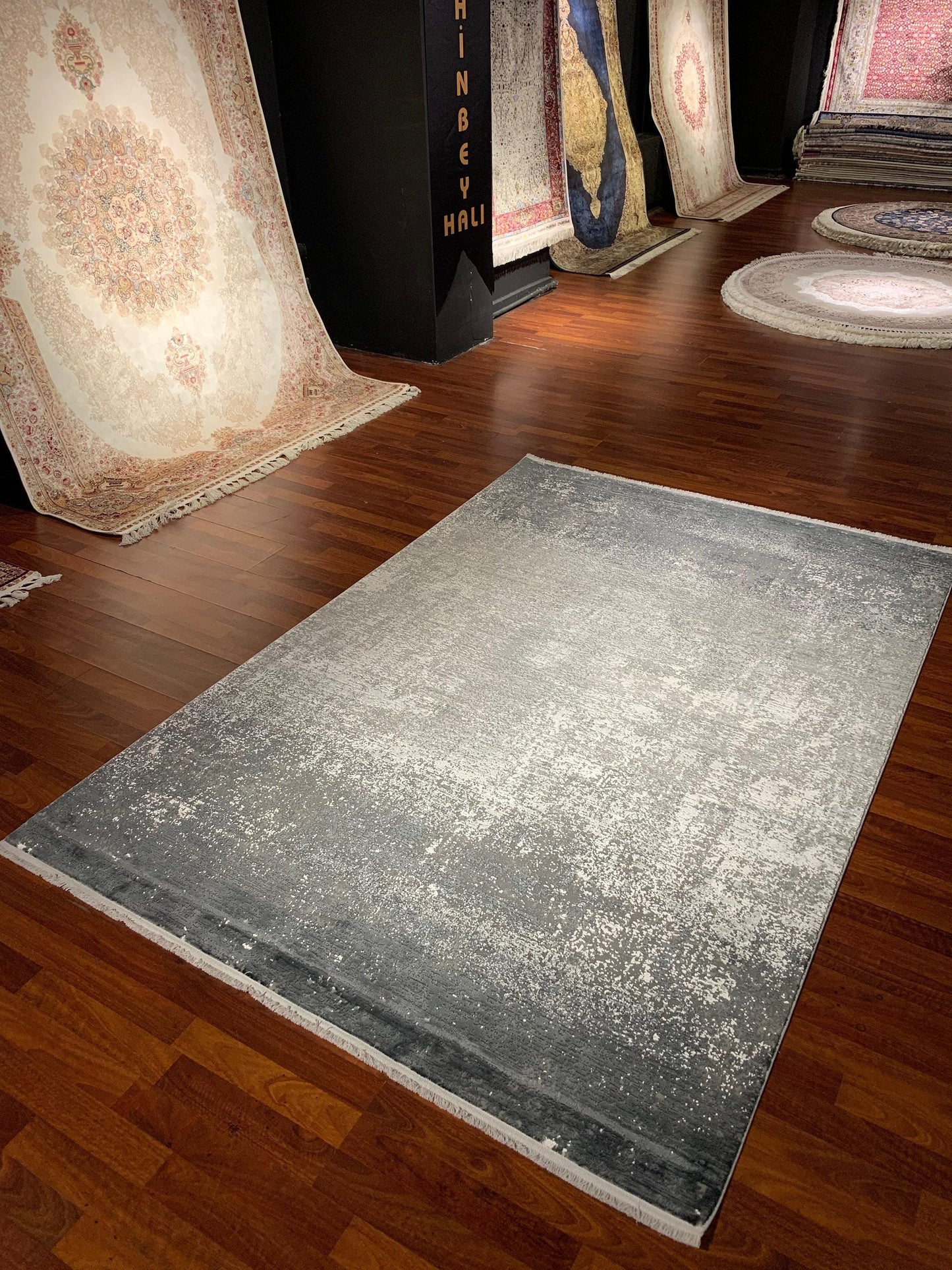 5x8 Modern Rug, Gray Minimal Texture, Turkish Area Rug, Office Living Room Decor