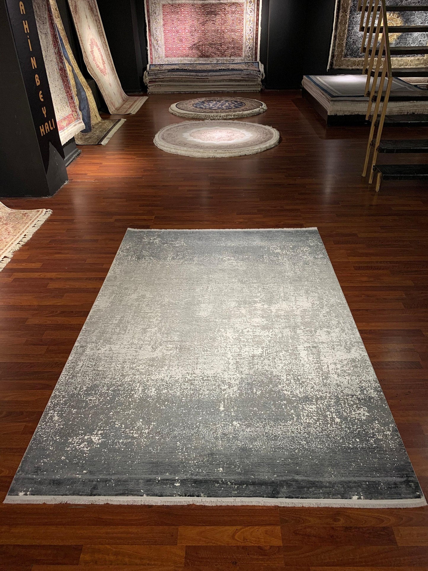 5x8 Modern Rug, Gray Minimal Texture, Turkish Area Rug, Office Living Room Decor