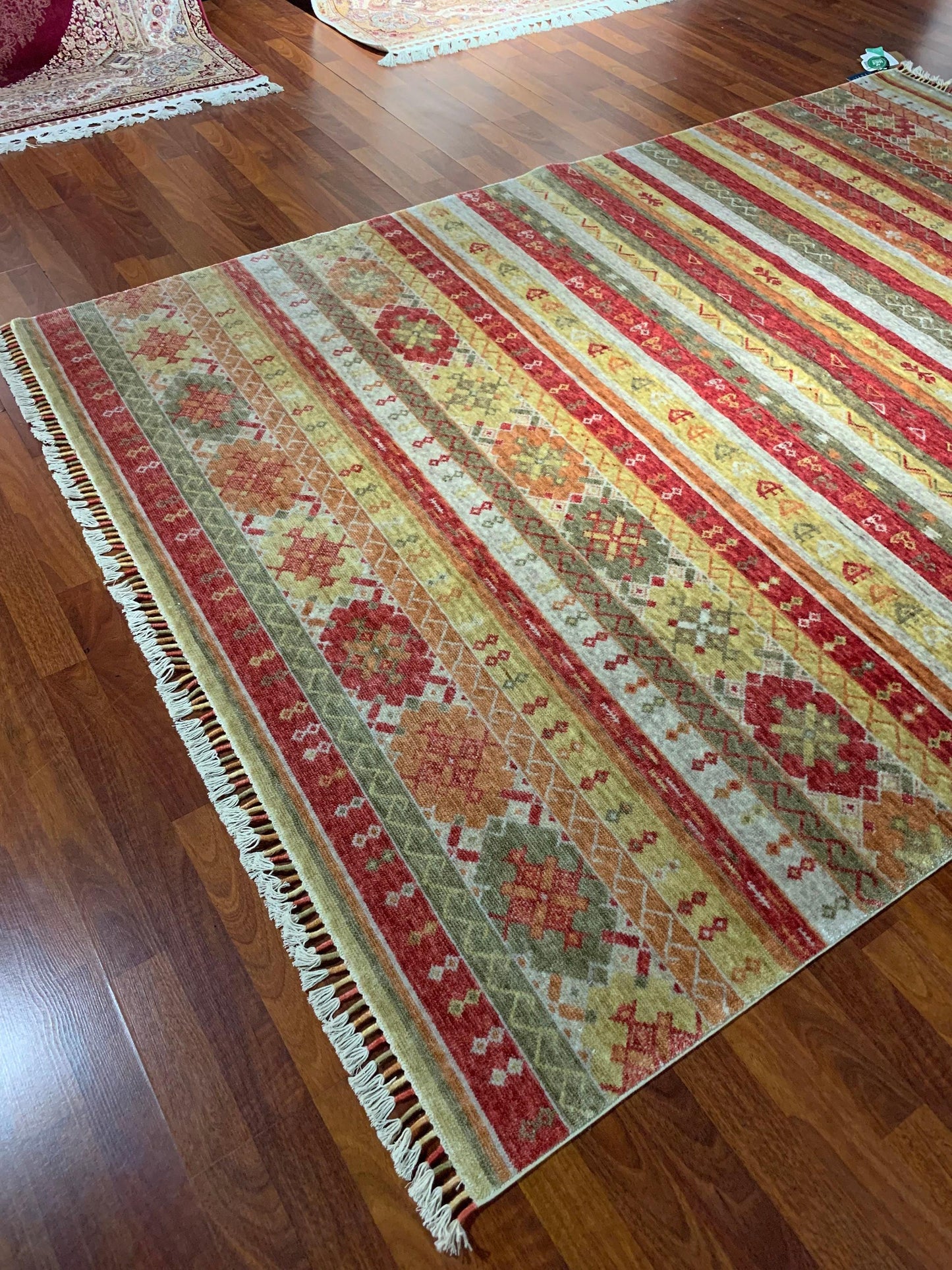 5x8 ft Oushak Rug, Area Rug, Boho Stripe Pattern, Anatolian Style, Tencel Turkish Rug