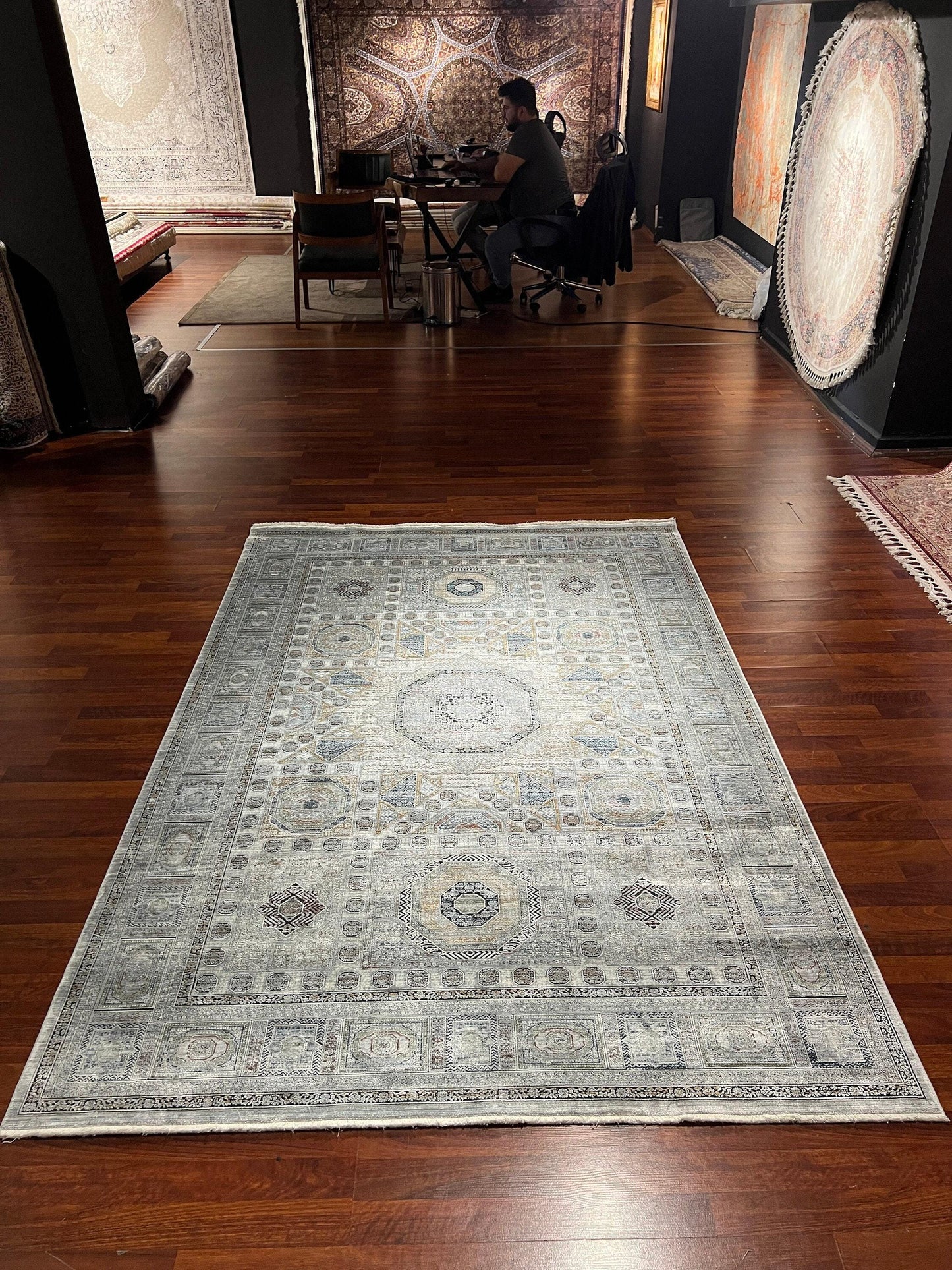 5x8 Area Rug, Turkish Area Rug 5x8, Beige Gray Rug, Modern Geometric Rug
