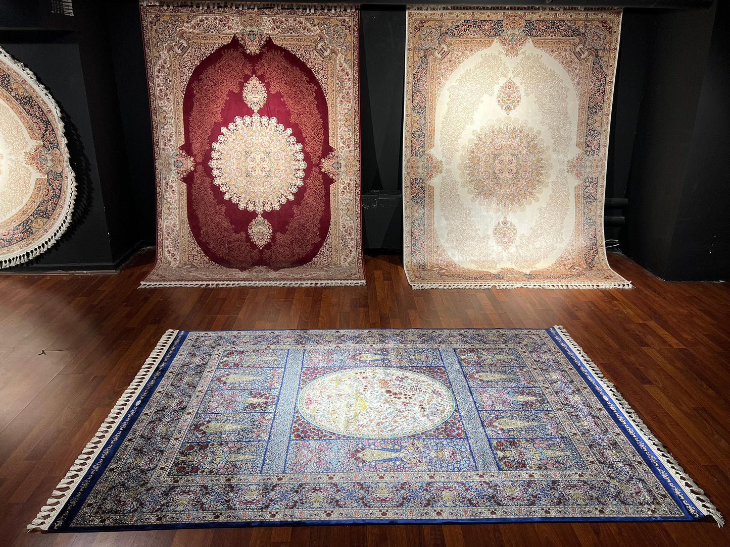 5x8 Silk Rug, Blue Palace Design, Turkish Modal Silk Carpet, Luxury Living Room Decor