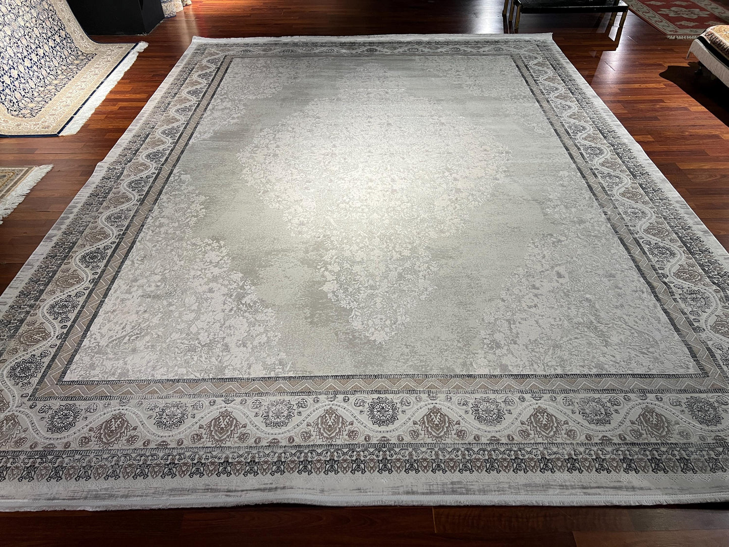 10x13 Oversized Classic Rug, Neutral Living Room Carpet, Luxury Turkish Area Rug