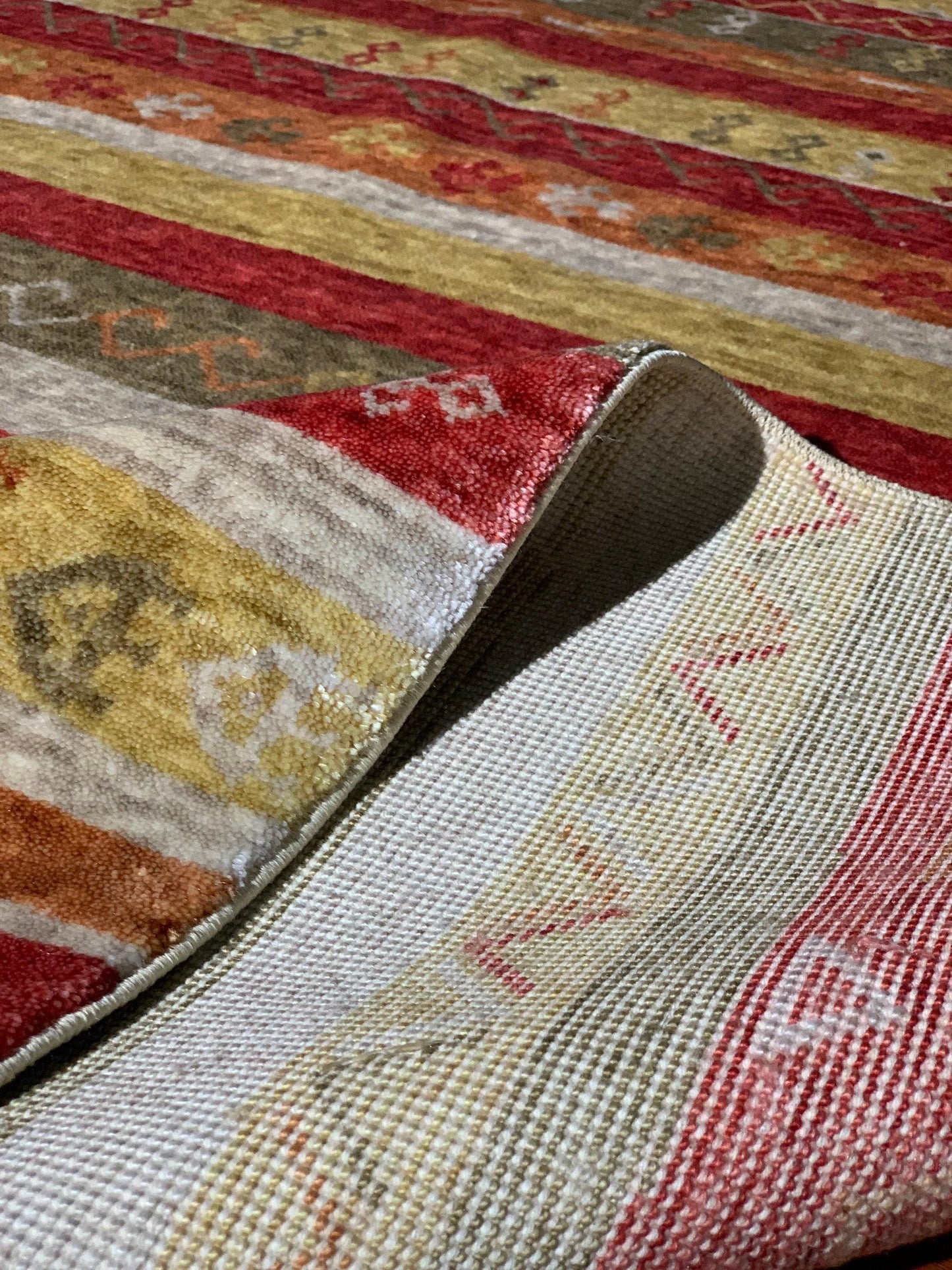 5x8 ft Oushak Rug, Area Rug, Boho Stripe Pattern, Anatolian Style, Tencel Turkish Rug