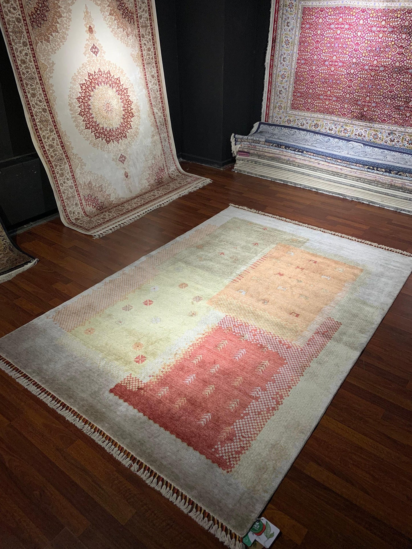 5x8 Area Rug, Anatolian Oushak Style, Beige Terracotta Patchwork, Tencel Turkish Rug