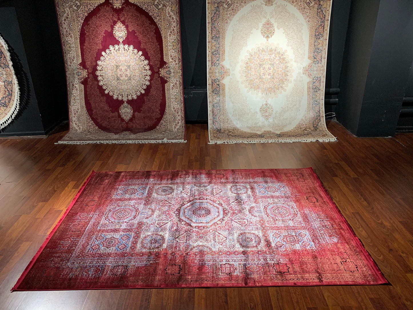 5x8 Red Silk Rug, Bamboo Silk Turkish Rug, Vintage Medallion Area Rug