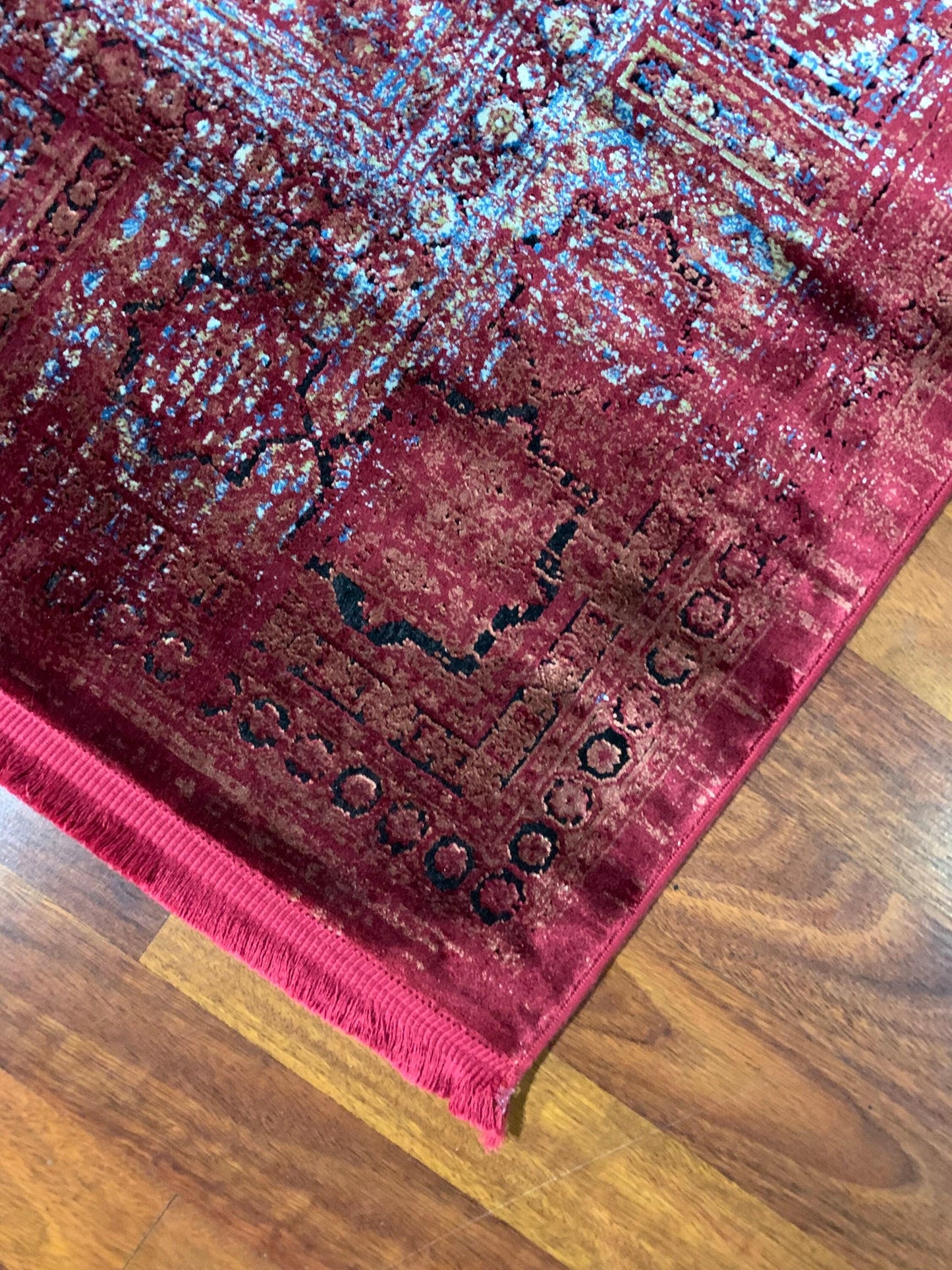 5x8 Red Silk Rug, Bamboo Silk Turkish Rug, Vintage Medallion Area Rug