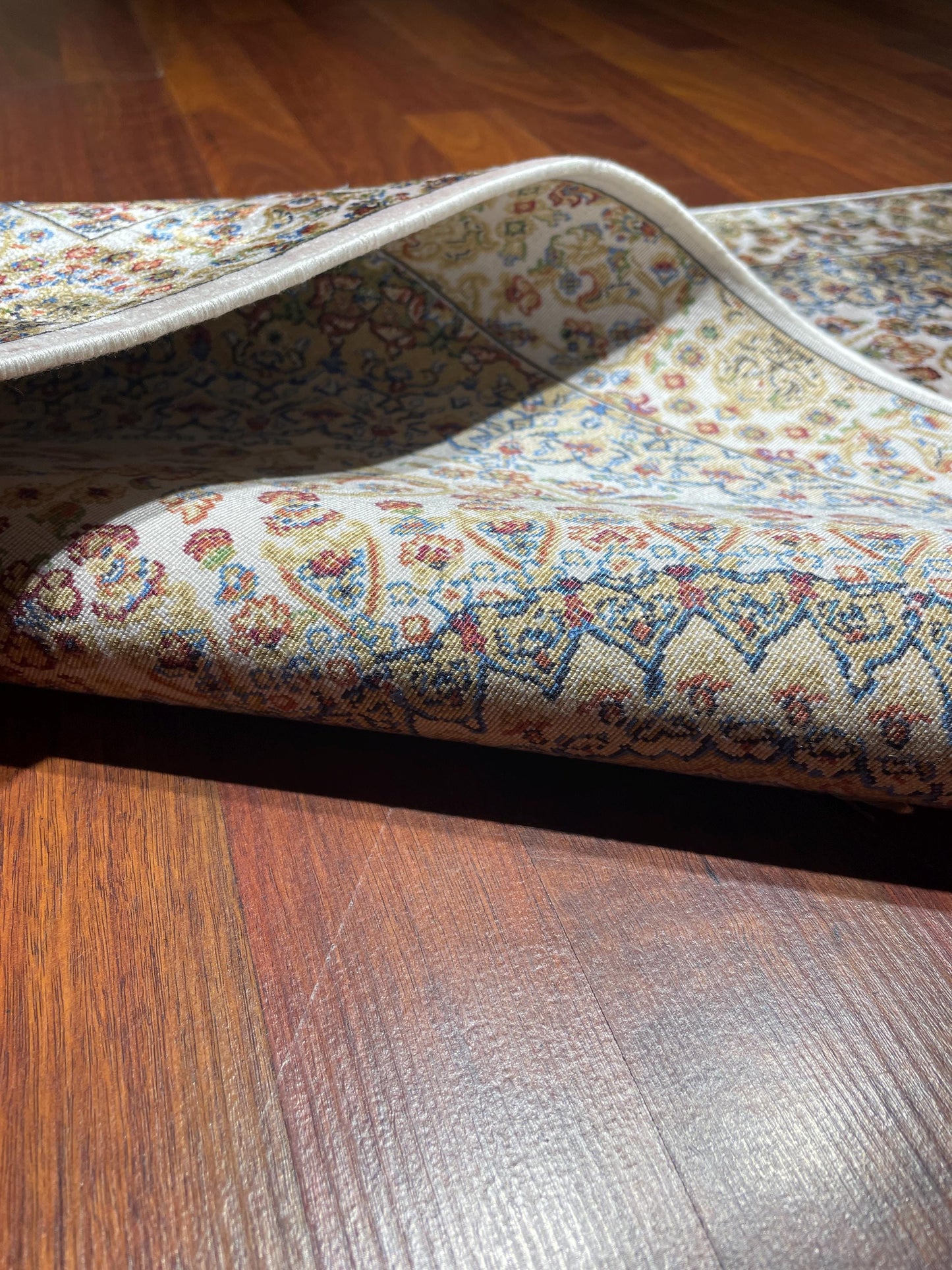 2x3 Ivory Floral Medallion Rug, Bamboo Silk Rug, Turkish Accent Rug, Gift Decor