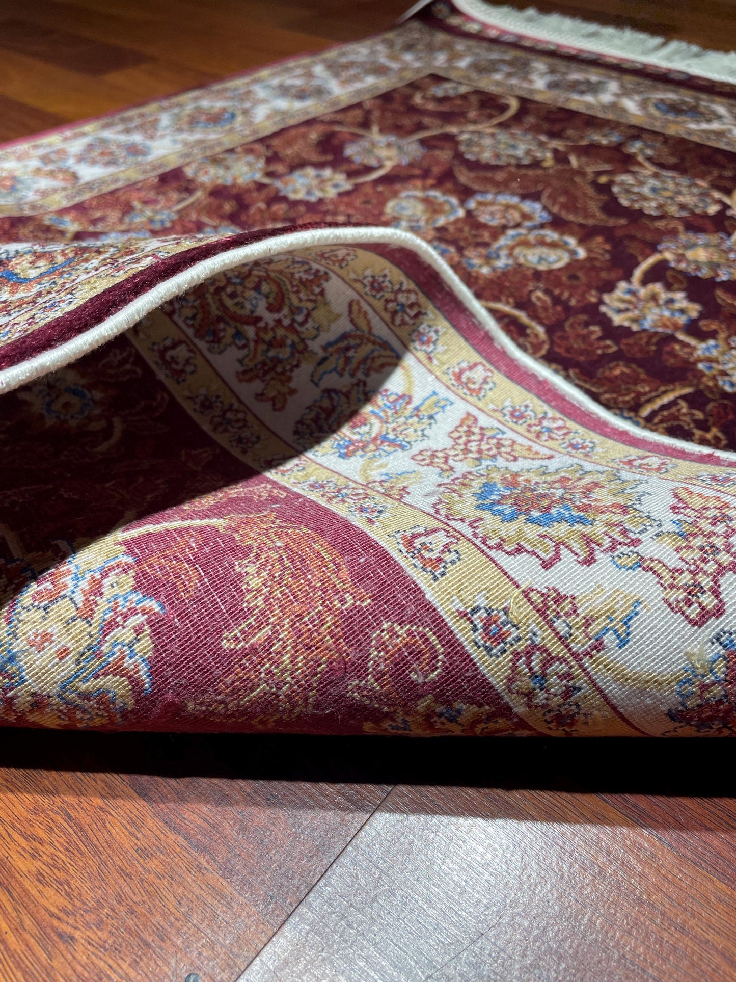 Burgundy Floral Vine Rug, 2x3 Bamboo Silk Rug, Turkish Accent Rug, Gift Decor