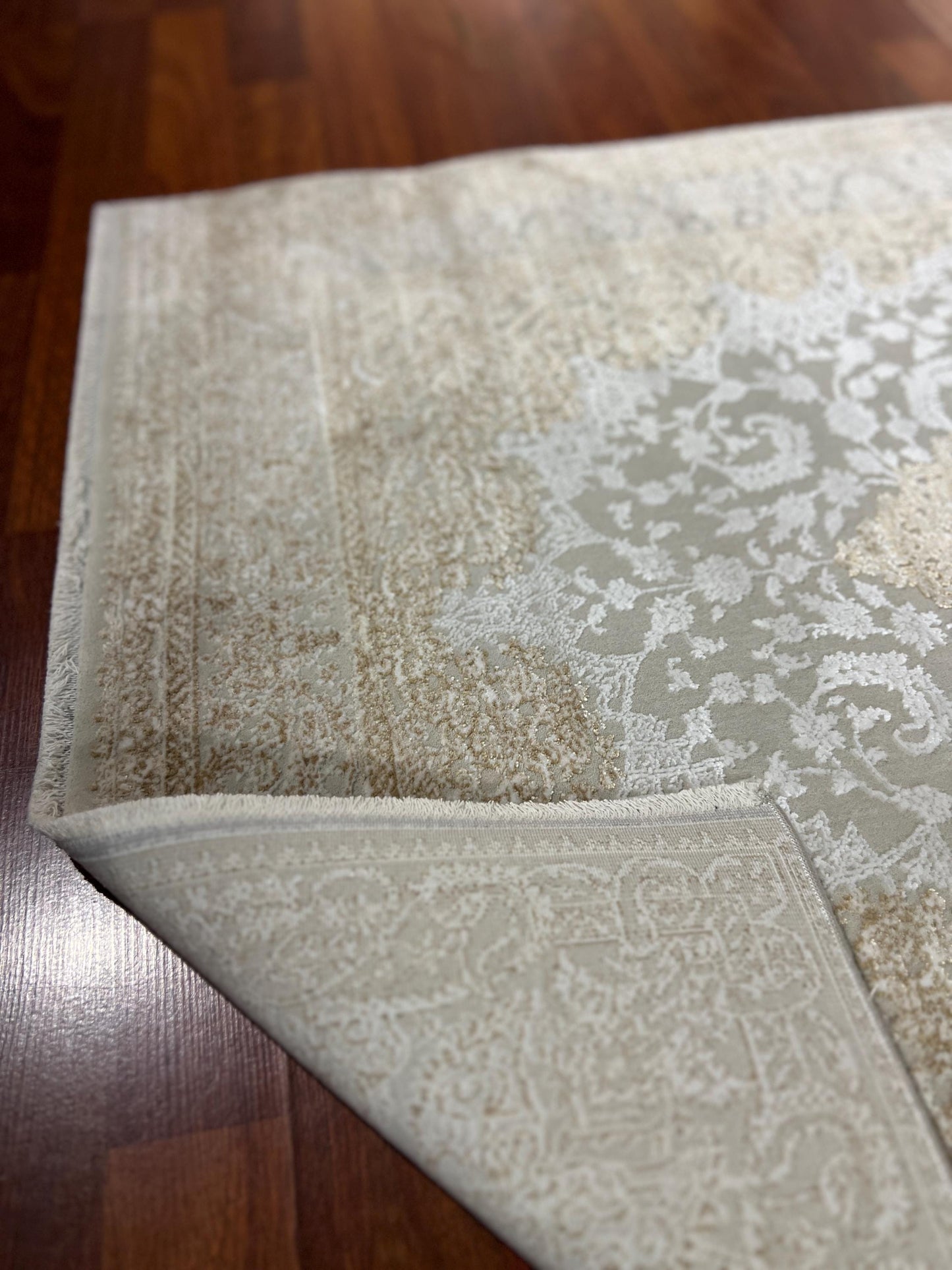 Beige Gold Medallion Runner Rug, 3x5 Area Rug, Luxury Silk Runner Rug
