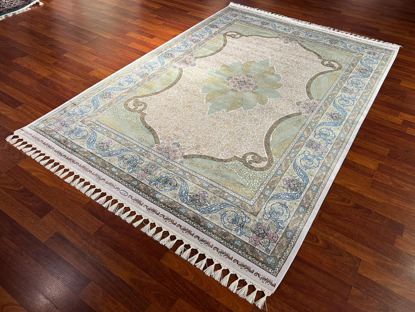 Green Medallion Runner Rug, 4x6 Hallway Rug, Classic Turkish Runner, Turkish Silk Rug