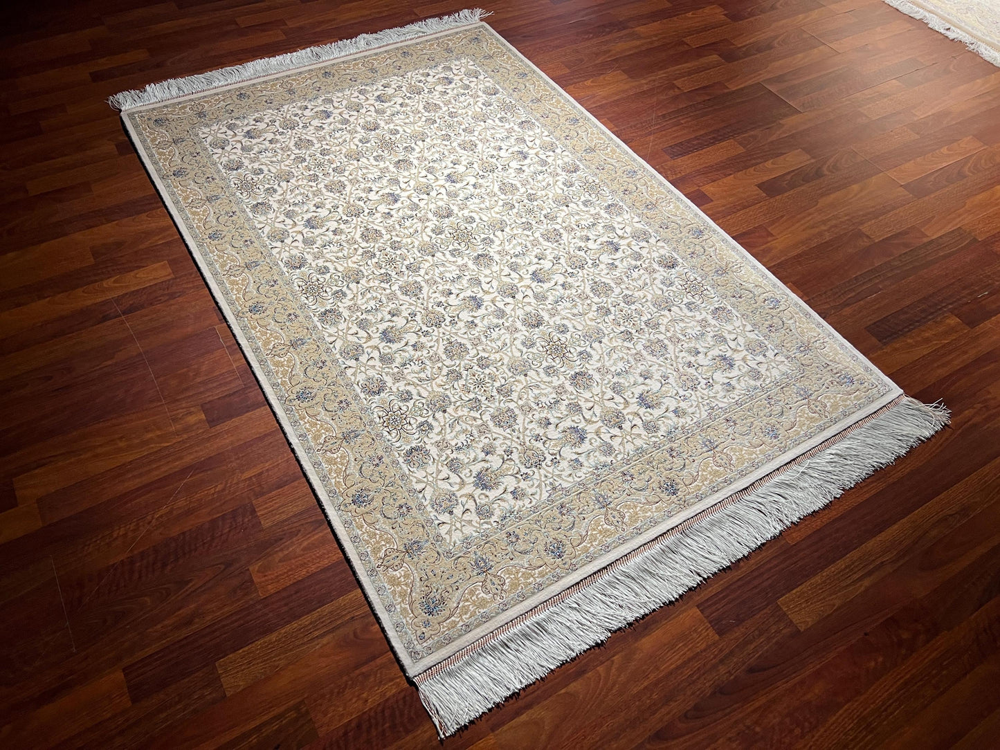 Gold Medallion Silk Rug, 4x6 Area Rug, Living Room Rug, Classic Luxury Rug, Turkish Decor Rug, Elegant Medallion Rug