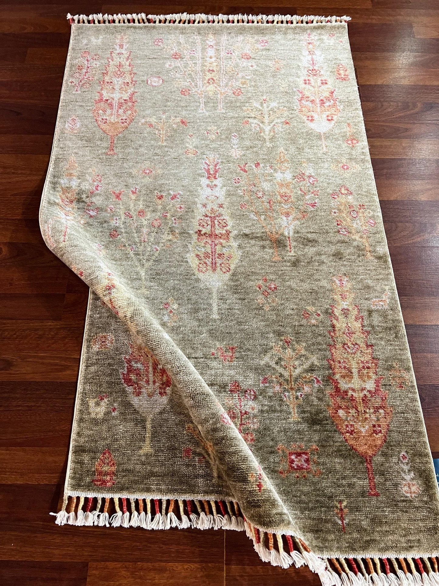 Burgundy Silk Rug, 3x5 Area Rug, Medallion Silk Rug, Turkish Rug