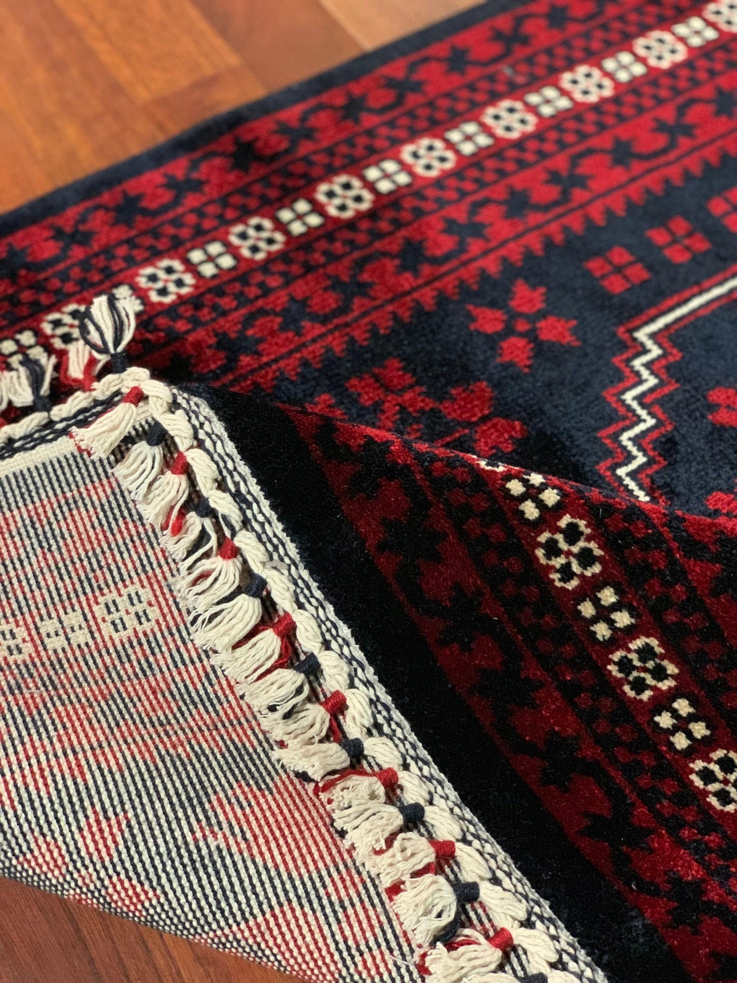 3x5 Red Tribal Bamboo Silk Rug, Geometric Turkish Rug, Yağcıbedir Style Rug
